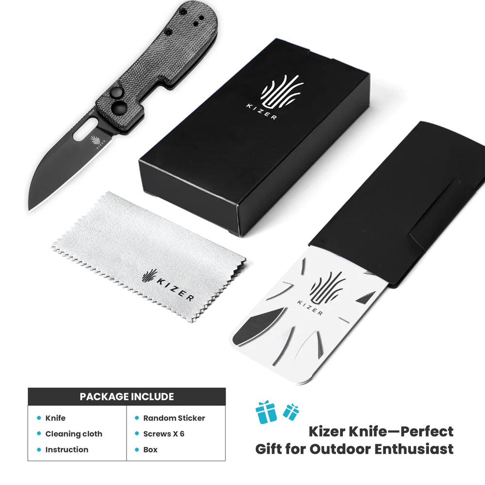 KIZER Banish 154cm Blade Micarta Black & Button Lock 2.3"