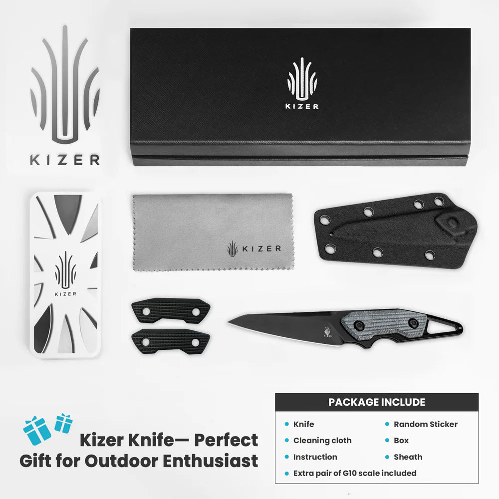 KIZER Groom D2 Blade Micarta Denim Handle 6.76"