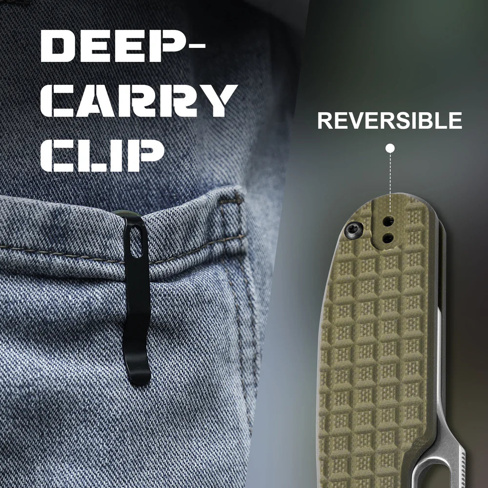 KIZER Cormorant 154cm Blade Green G10 & Button Lock 3.17"