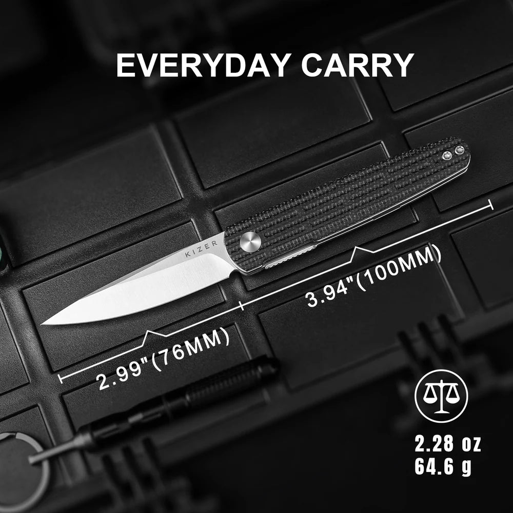 KIZER Bamboo Nitro-V Blade Micarta Handle Liner Lock 2.99"