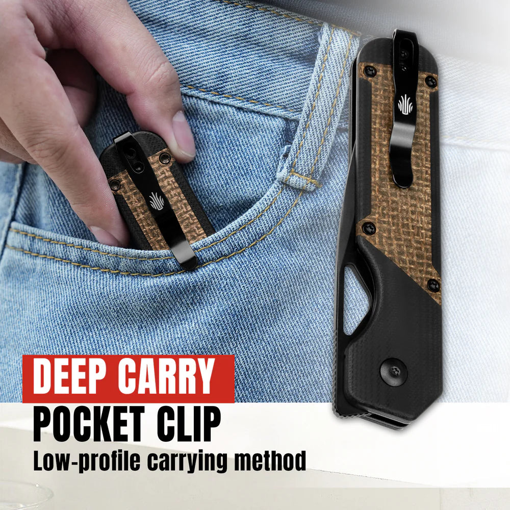 KIZER Militaw Nitro-V Blade Black G10 Macarta/Steel Liner 3.36"