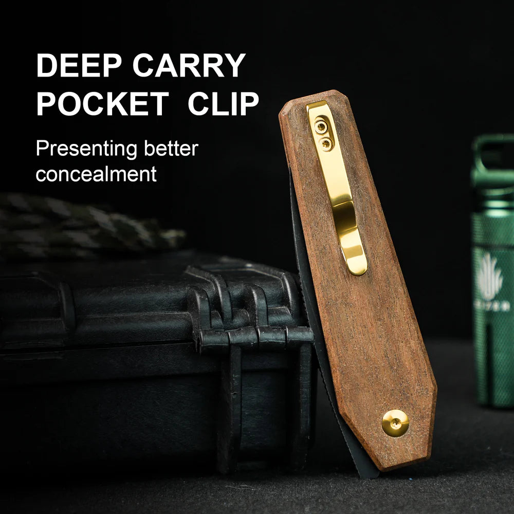 KIZER Tomb Nitro-V Blade Mkuruti Wood Handle Button Lock 3.21"