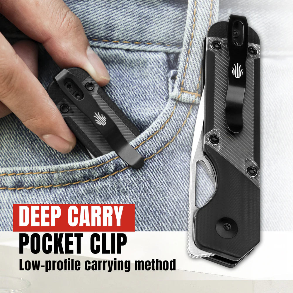 KIZER Militaw Nitro-V Blade Black G10 Acrylic/Steel Liner 2.81"