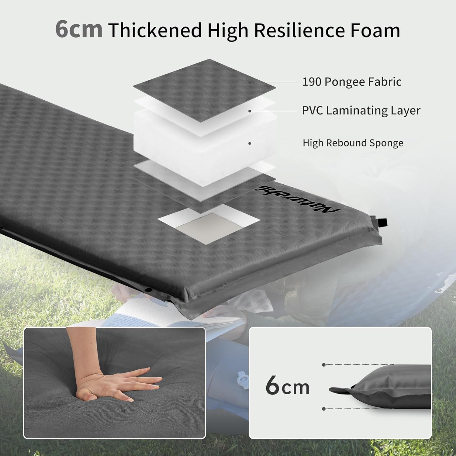 Naturehike D01 6cm Single Automatic Inflatable Cushion w/ Pillow