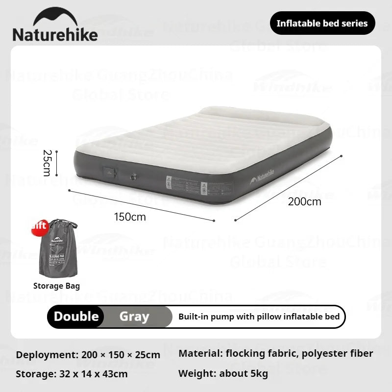 Naturehike Chenjing Inflatable Bed w/ Built-in Pump & Pillow