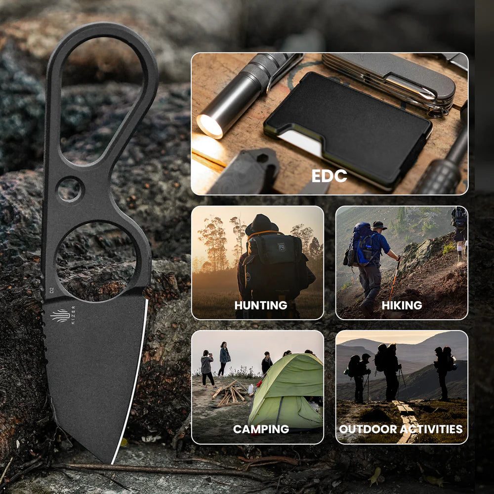 KIZER Bowtie D2 Blade Black 4.43"