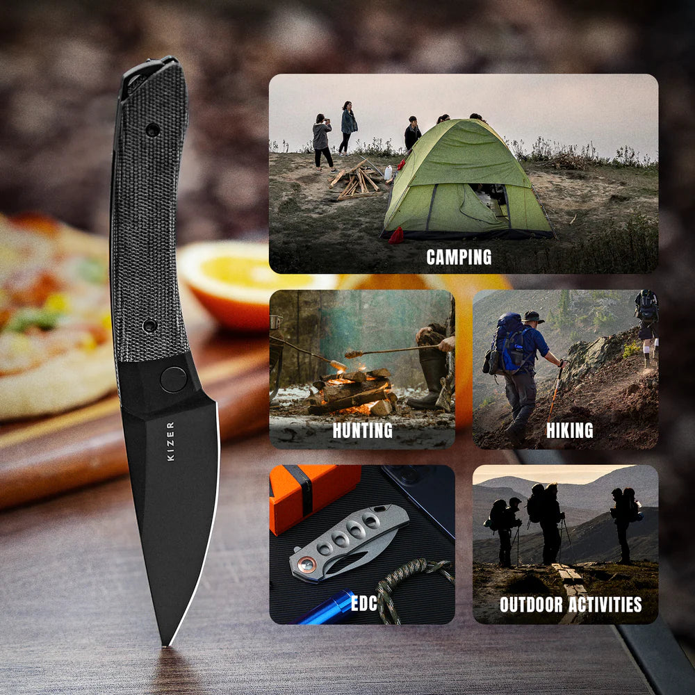 KIZER Mini Momo 154cm Blade Aluminum + Macarta Handle Liner Lock 3.2"