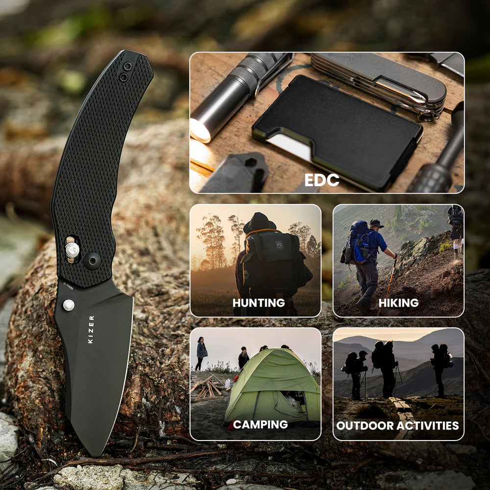 KIZER Bulldog Nitro-V Blade Aluminum BK & Clutch Lock 3"