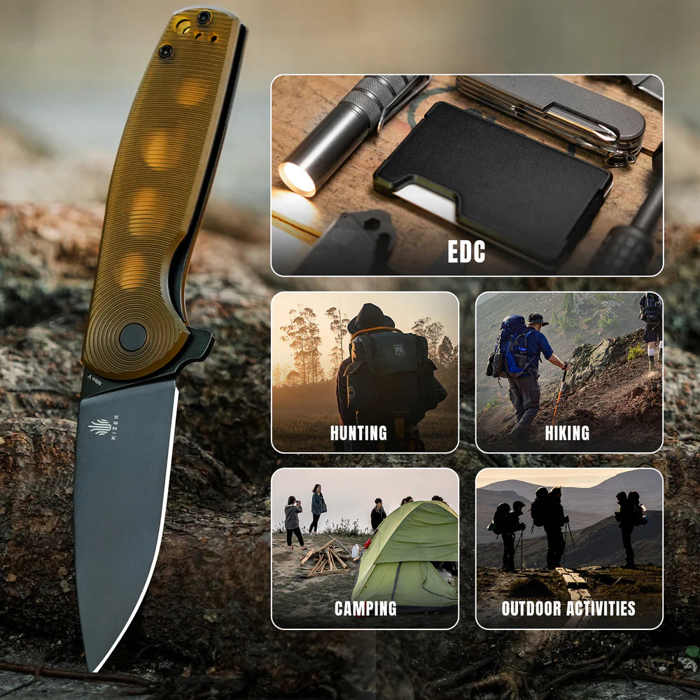 KIZER Gemini Nitro-V Blade Pei & Steel Liner 3.1"