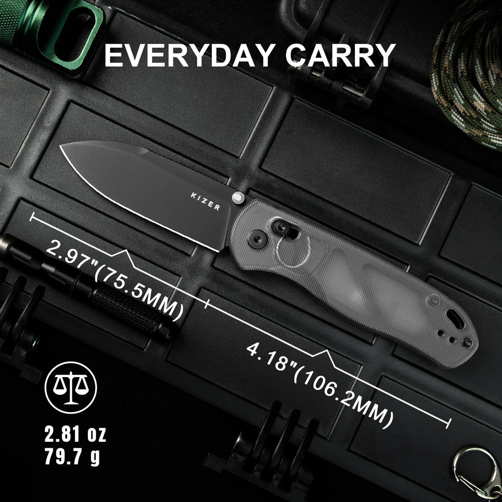 KIZER Drop Bear Nitro-V Blade Acrylic Handle Clutch Lock 2.97"