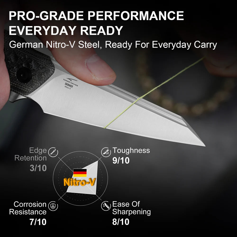 KIZER Skinner Nitro-V Blade Micarta Handle Liner Lock 3.32"