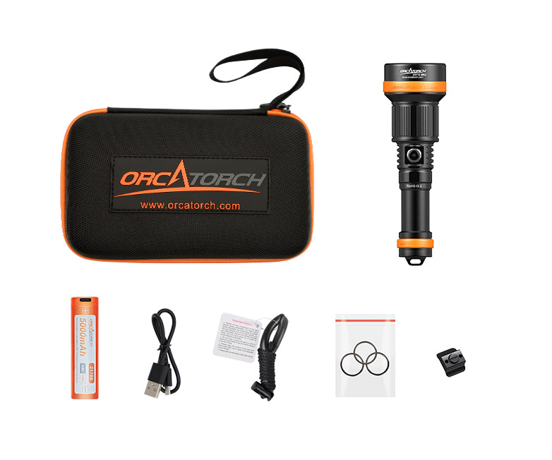 OrcaTorch ZD710 MK2 Dive Light Double Battery Pack 1500L