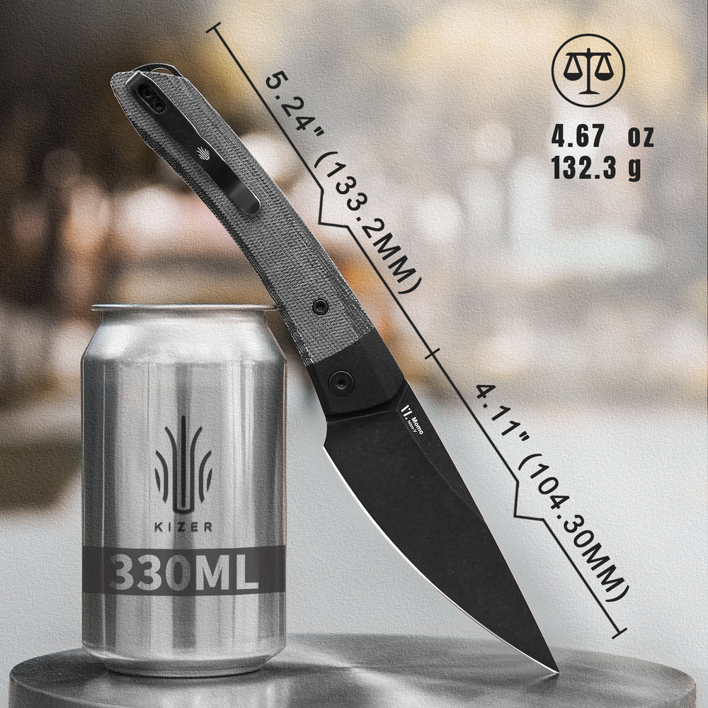 KIZER Momo Nitro-V Blade Black G10+ Micarta Handle Liner Lock 4.1"