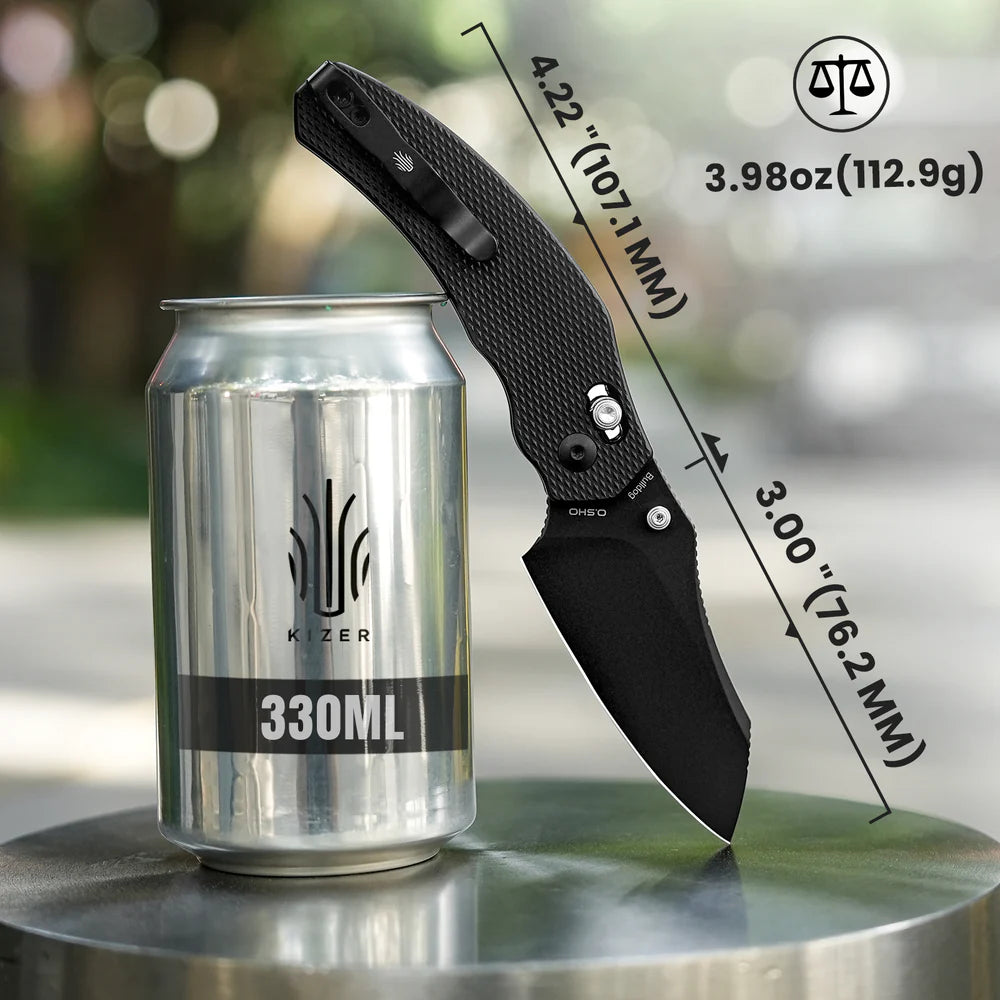KIZER Bulldog Nitro-V Blade Aluminum BK & Clutch Lock 3"