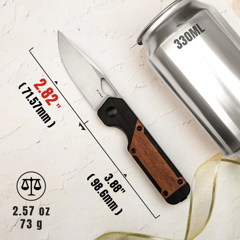 KIZER Militaw Nitro-V Blade Black G10 Mkuruti/Steel Liner 2.81"