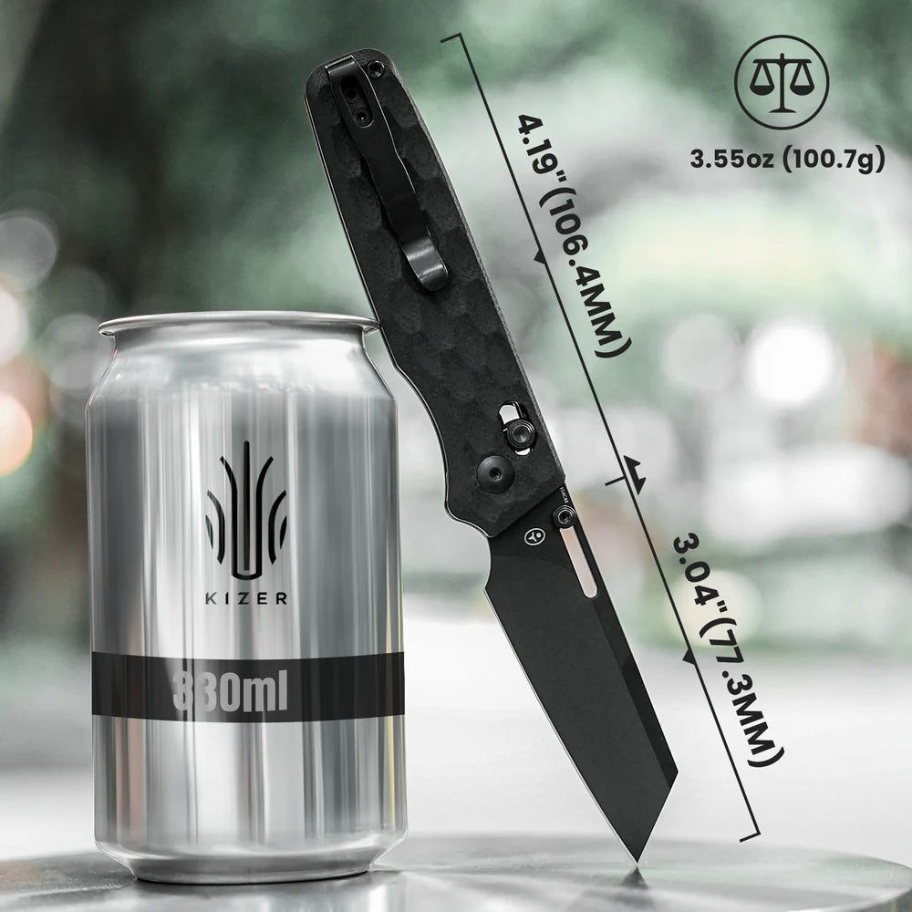KIZER Task Black Blade Black G10 & Clutch Lock 3.04"