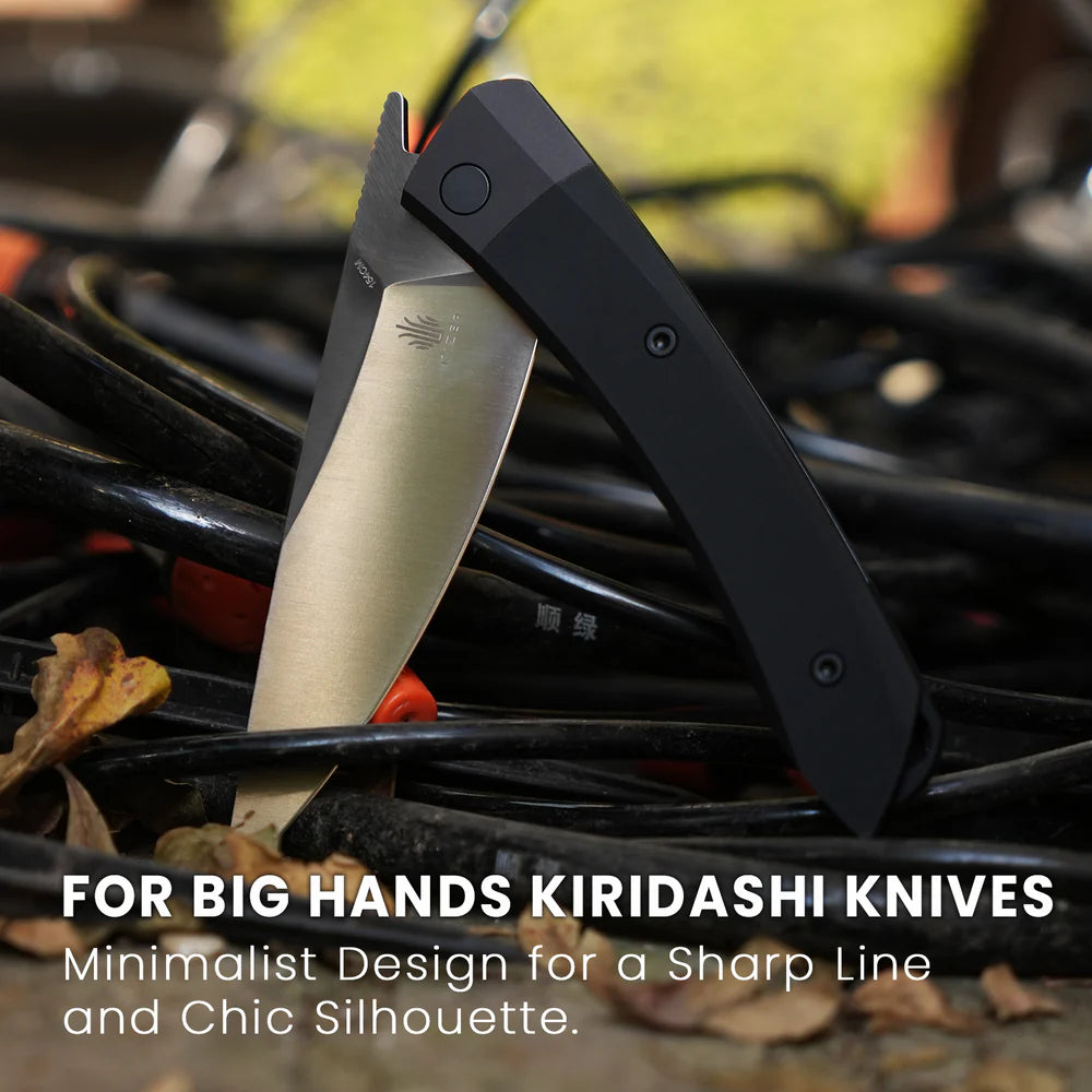 KIZER Momo 154cm Blade Aluminum BK/GY & Steel Liner 4.1"