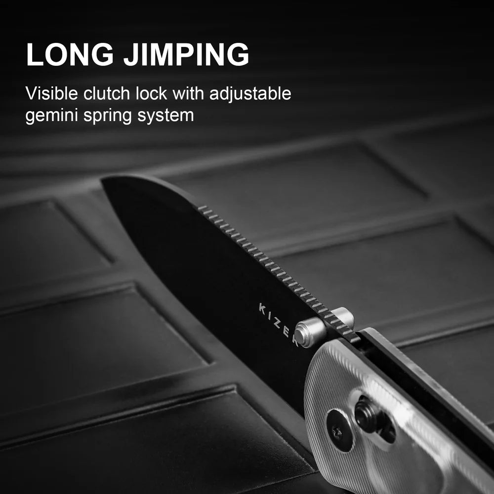 KIZER Drop Bear Nitro-V Blade Acrylic Handle Clutch Lock 2.97"