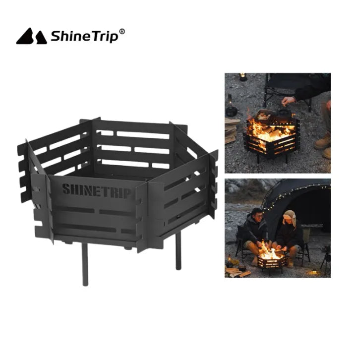 Shinetrip Brazier Firewood Steel Outdoor Rack BBQ Set w/ Grill