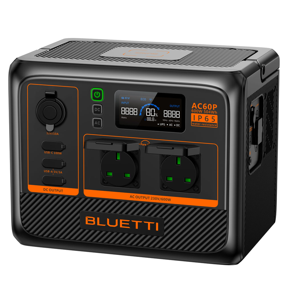Bluetti AC60P Portable Power Station 600W/504Wh IP65 Water-resistant