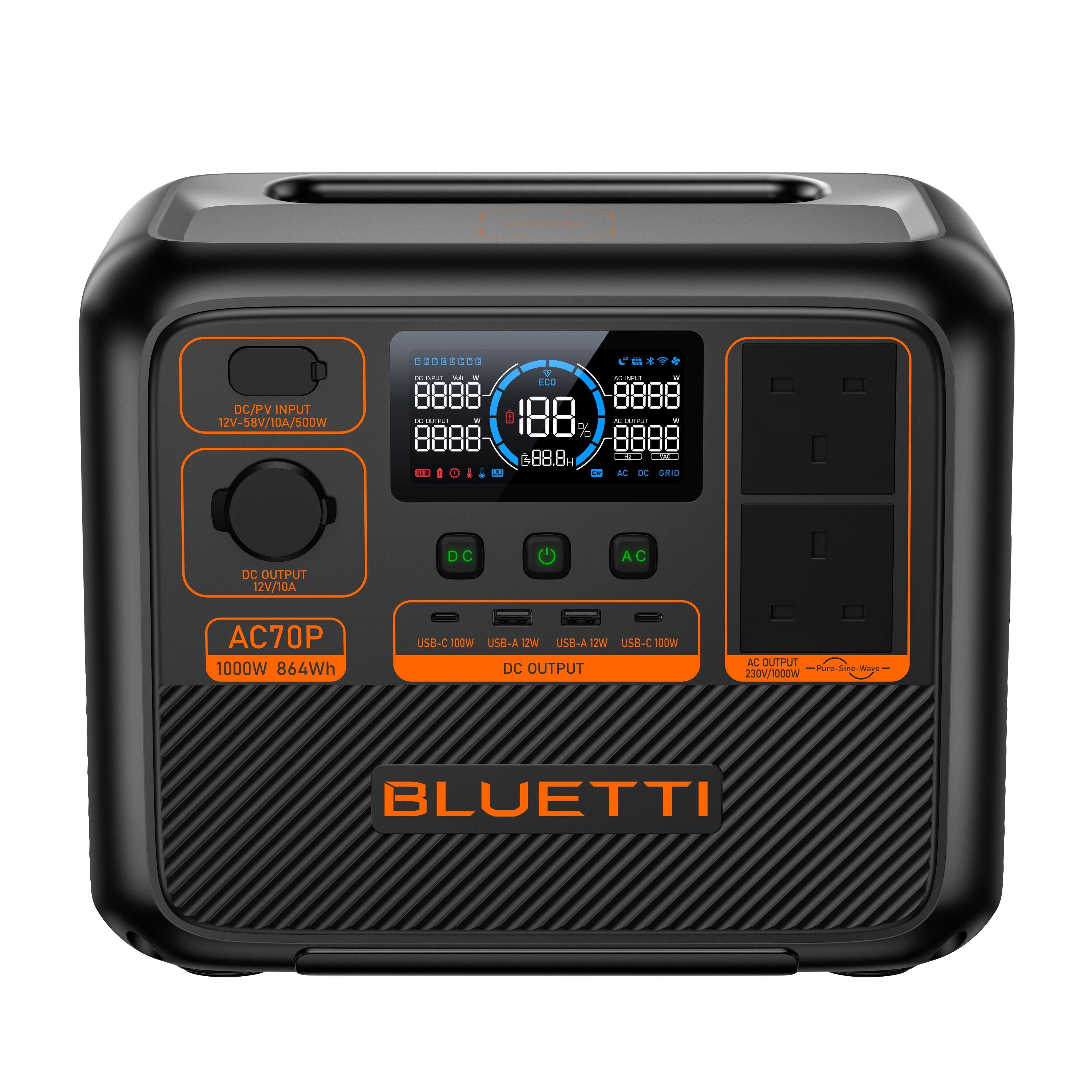 Bluetti AC70P Portable Power Station 1000W/864Wh