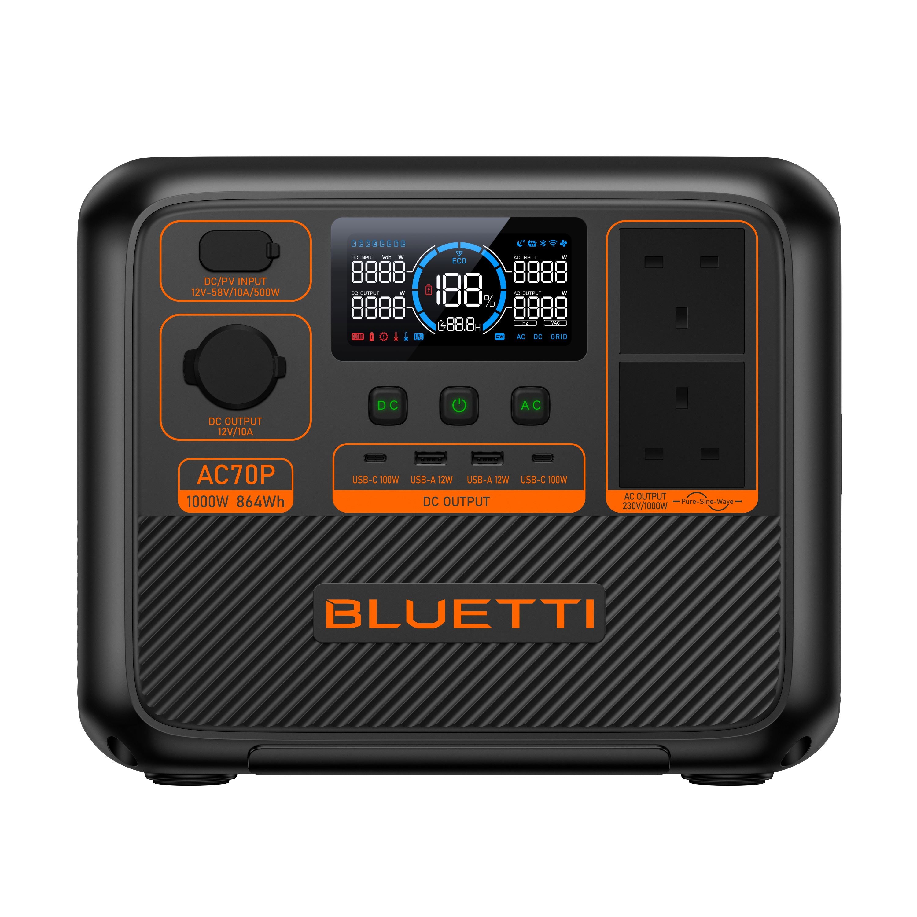 Bluetti AC70P Portable Power Station 1000W/864Wh