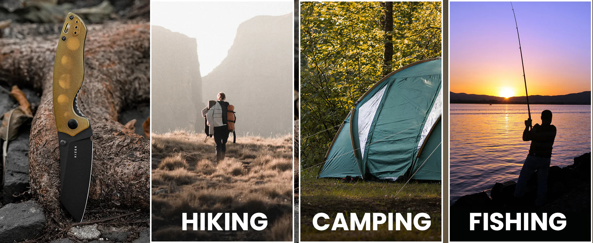 KIZER Towser K 154CM Blade Pei & Steel Liner 3.46"