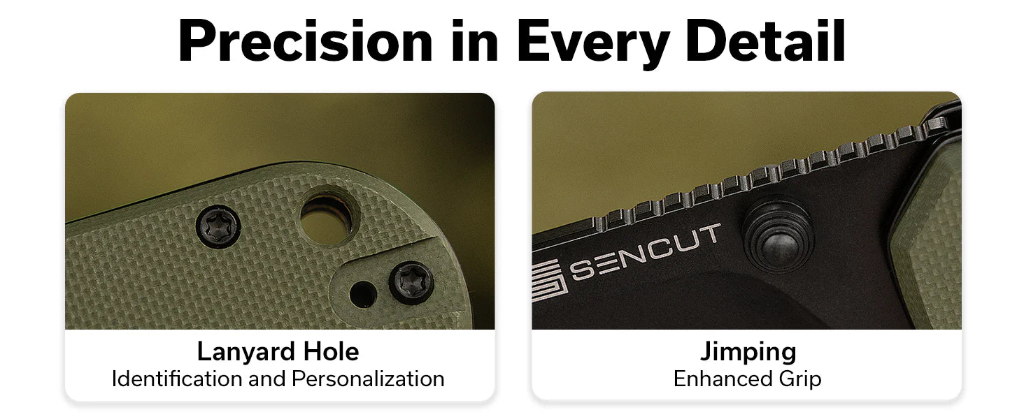 SENCUT Aetheris Black Canvas Micarta Handle Black9Cr18MoV Blade 3.68"