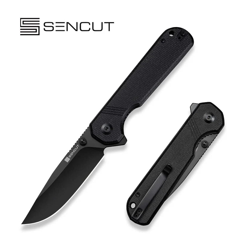 SENCUT Aetheris Black Canvas Micarta Handle Black9Cr18MoV Blade 3.68"