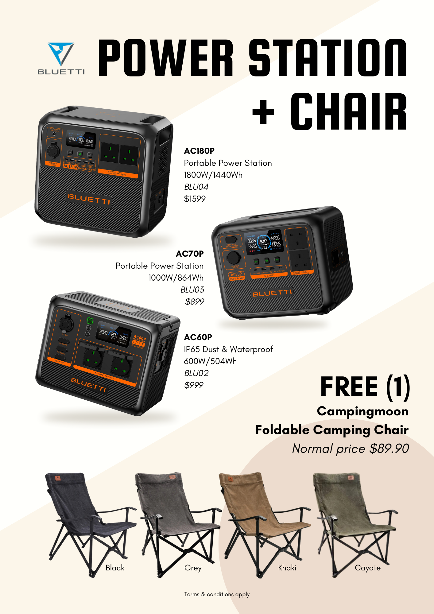 Bluetti AC180P Portable Power Station 1800W/1440Wh