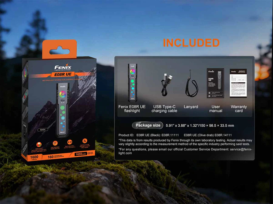 Fenix E08R UE Multi Led Dual Control Flashlight 1600 Lumens