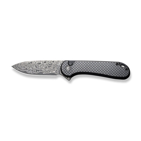 CIVIVI Button Lock Elementum II Pocket Knife Twill Carbon Fiber Overlay On Black G10 Handle