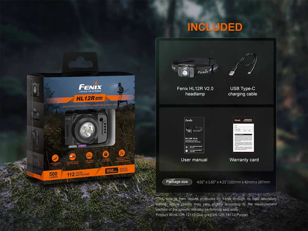 Fenix HL12R V2.0 Rechargeable Running Headlamp 500 Lumens