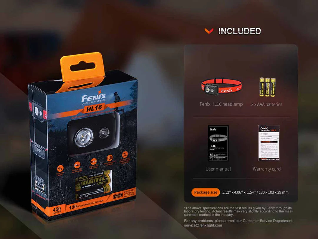 Fenix HL16 AAA Headlamp 450 Lumens