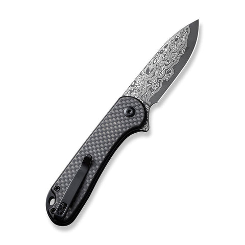 CIVIVI Button Lock Elementum II Pocket Knife Twill Carbon Fiber Overlay On Black G10 Handle