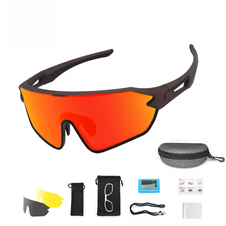 Xunqi XQ-556 Polarized Multi Lens Black Frame and Black/Red Oak Lens