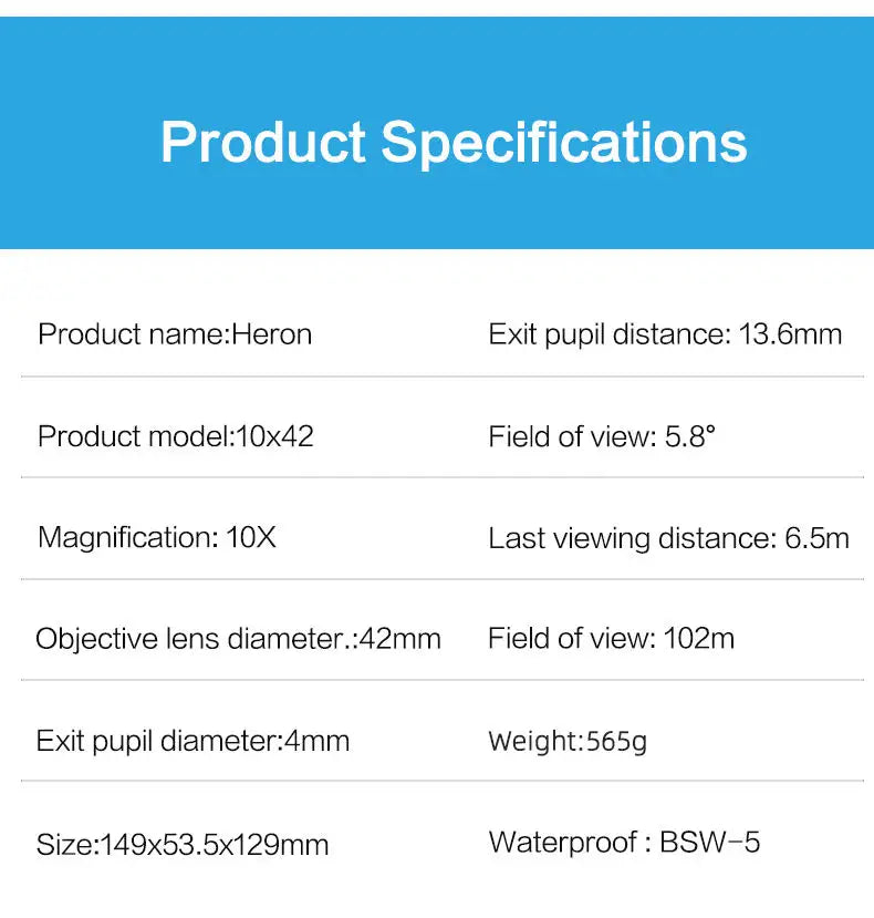 BOSMA Heron 10X42 High Power Waterproof Binoculars