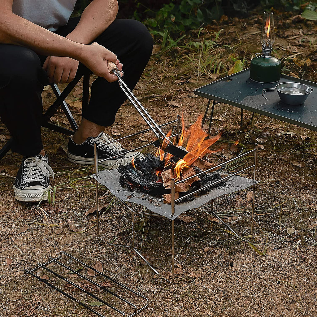 Campingmoon Portable Mesh Fire Pit with Cooking Grate