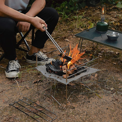 Campingmoon Portable Mesh Fire Pit with Cooking Grate