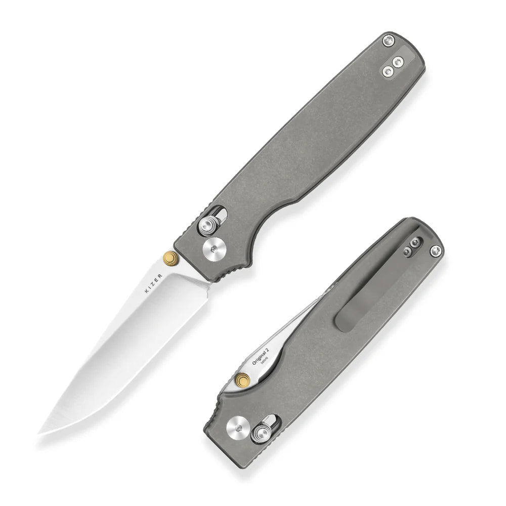 KIZER Original 2 S45VN Blade Satin Titanium Handle Clutch Lock 3.17"