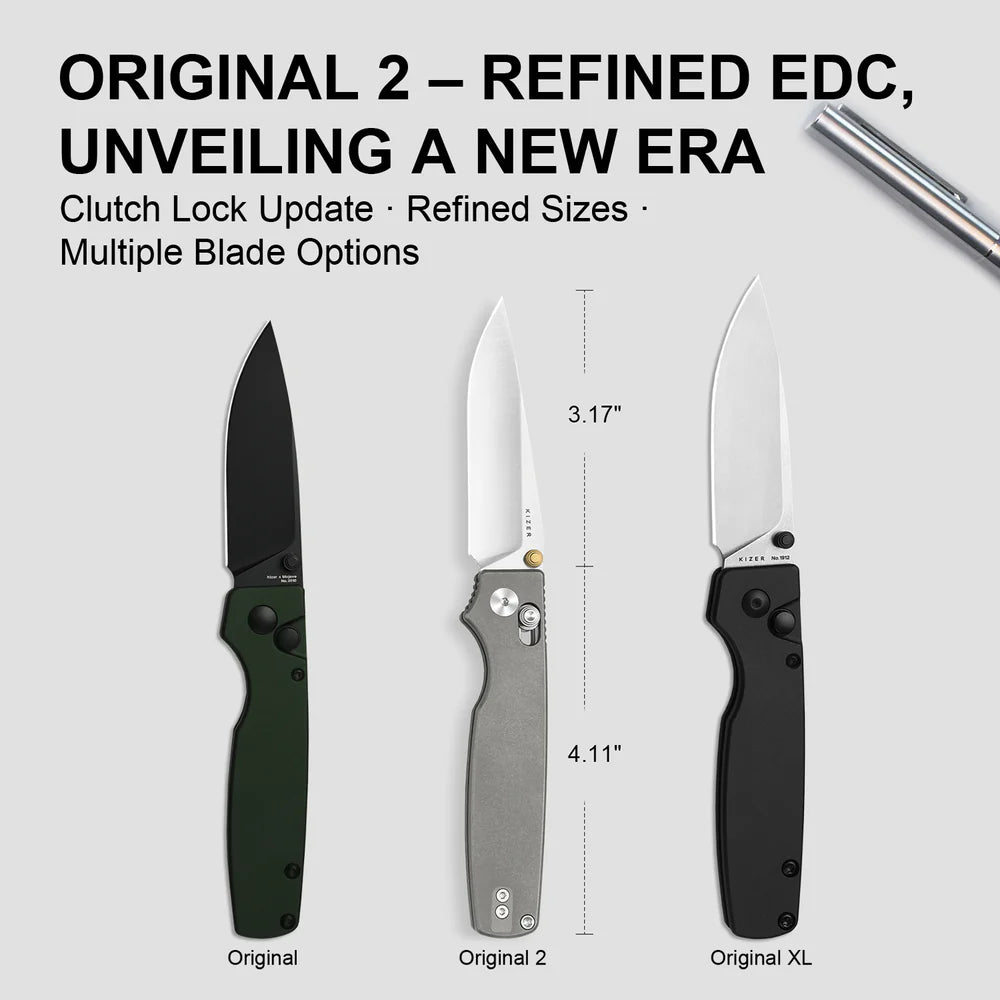 KIZER Original 2 S45VN Blade Satin Titanium Handle Clutch Lock 3.17"