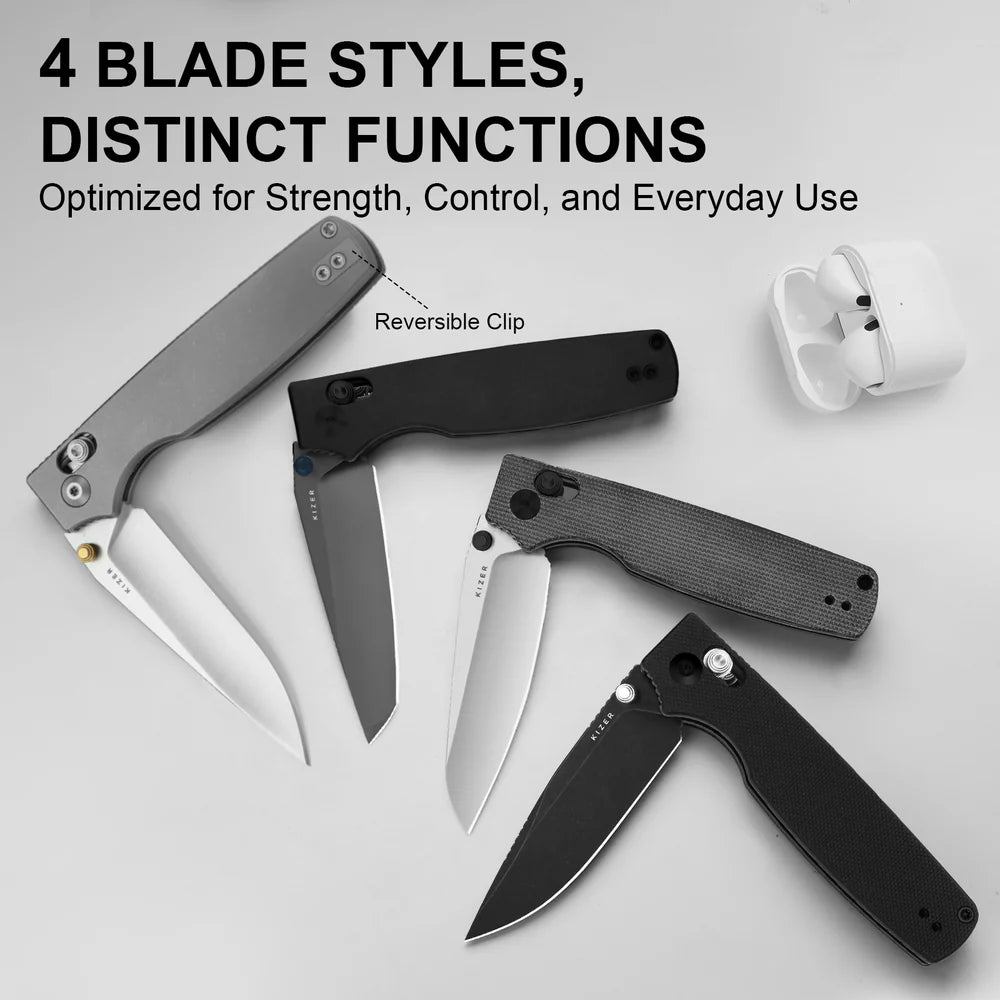 KIZER Original 2 S45VN Blade Satin Titanium Handle Clutch Lock 3.17"