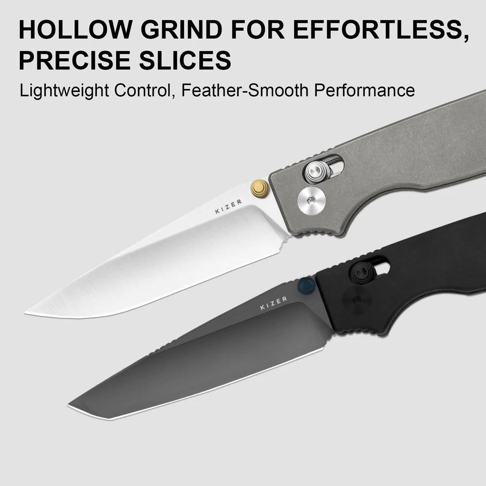 KIZER Original 2 S45VN Blade Satin Titanium Handle Clutch Lock 3.17"