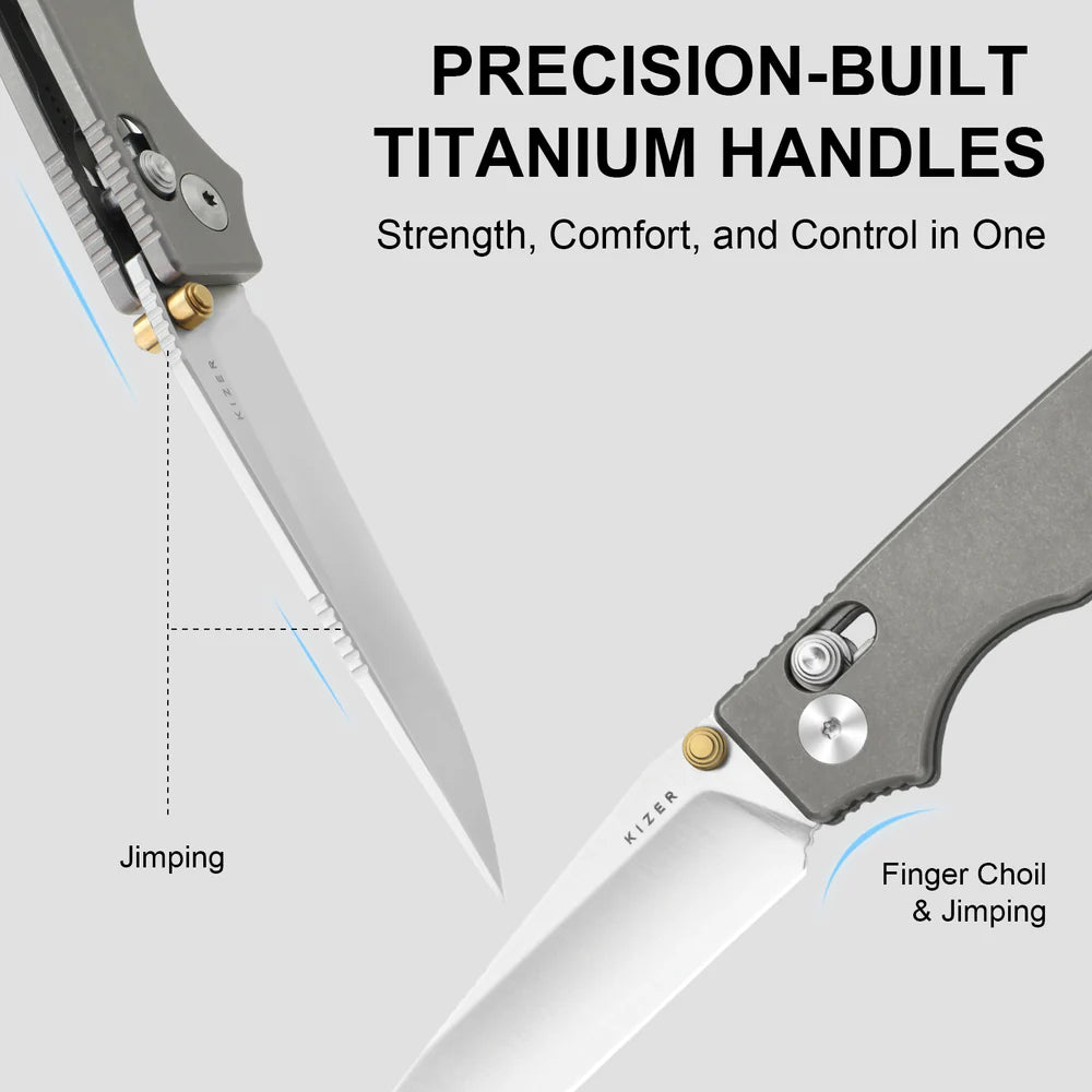 KIZER Original 2 S45VN Blade Satin Titanium Handle Clutch Lock 3.17"