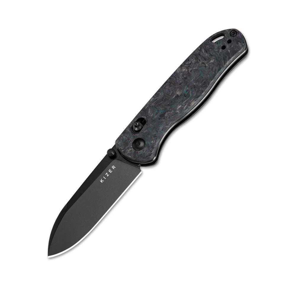 KIZER Drop Bear S35VN Blade Dark Matter & Clutch Lock 2.97"