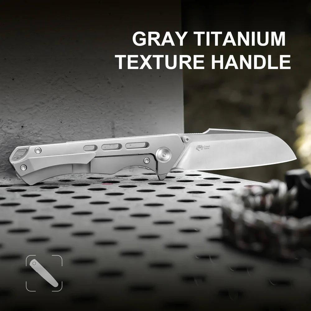 KIZER Crest S35VN Blade Titanium Handle Frame Lock 3.05"