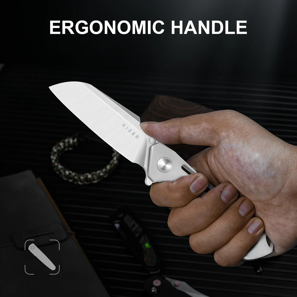 KIZER Crest S35VN Blade Titanium Handle Frame Lock 3.05"