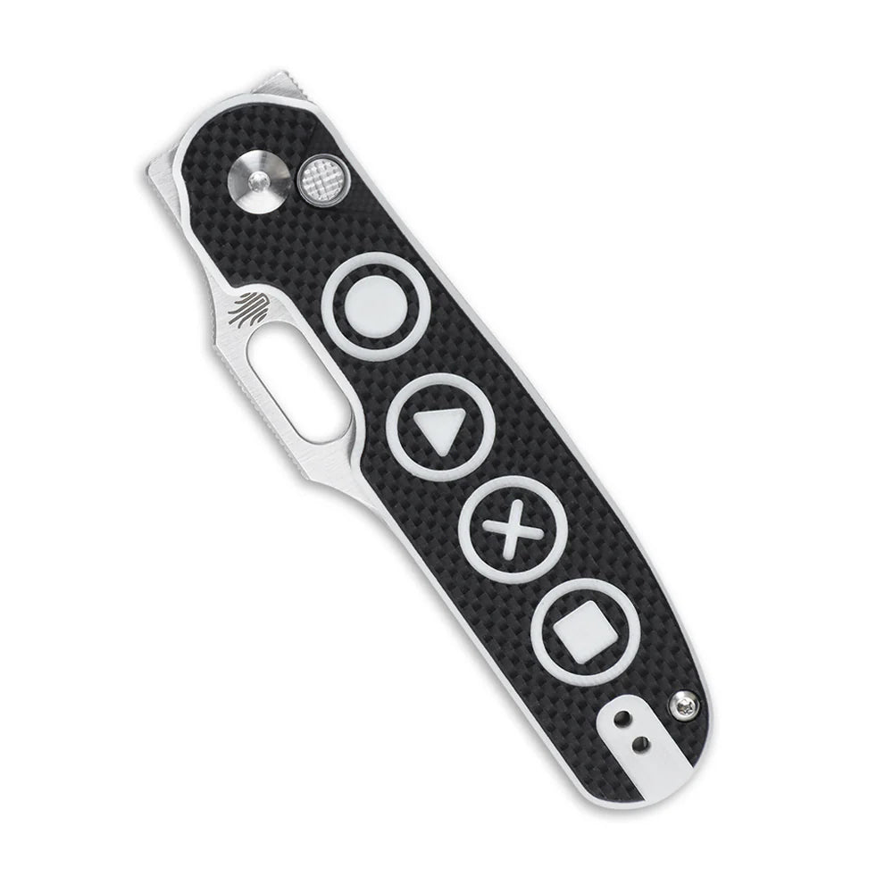KIZER Cormorant S35VN Blade Black/White G10 & Button Lock 3.17"
