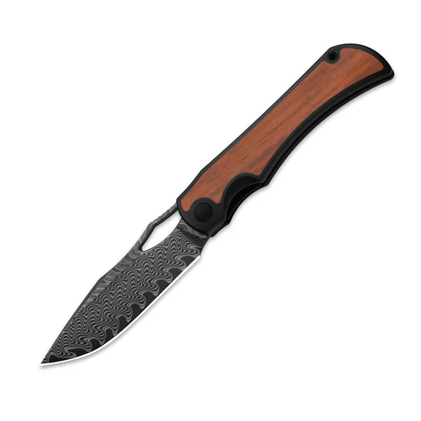 KIZER Allure Damascus Blade Titanium Wood Liner Lock 3.5"