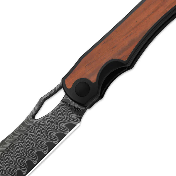 KIZER Allure Damascus Blade Titanium Wood Liner Lock 3.5"